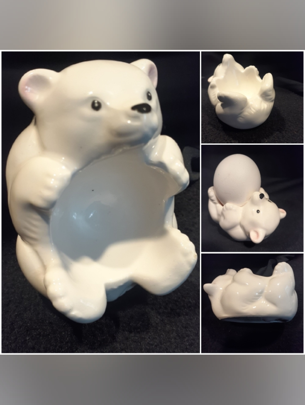 Vintage POLAR bear Egg CUP Holder Millard LISTER